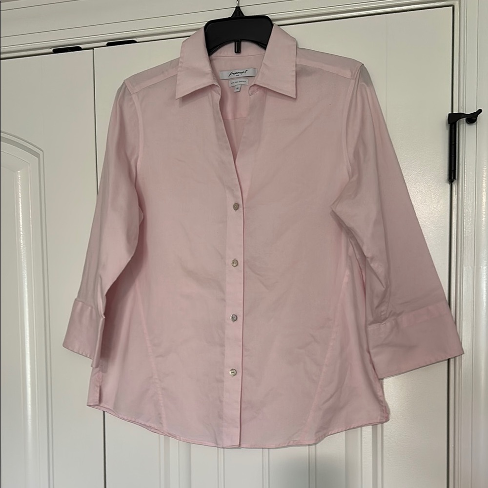 Women’s blouse, size M, pink, button down, 3/4 cuffed sleeve.